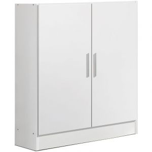 Image de Pegane Armoire / placard de rangement de 2 portes coloris Blanc - longueur 82 x profondeur 35 x hauteur 90 cm