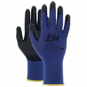 Gant tricoté nylon bleu, jauge 18, enduction polyuréthane noir - Screen Touch - 33-E118 Taille 11 PIP