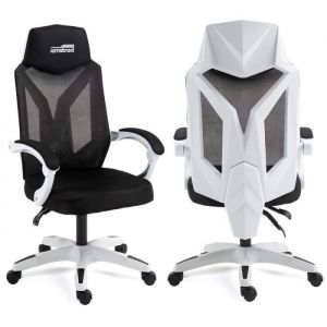 Amstrad AMS-210-WHITE Chaise de bureau ou gamer tissu type mesh / maille respirante - coloris blanc & noir