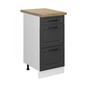 Meuble cuisine R-Line, Anthracite campagne, 40 cm avec tiroirs, pt Ch&ecirc;ne Vicco