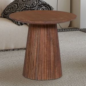 M&S Table d'appoint ronde 50x50x46 cm en manguier marron - maguel