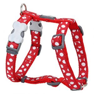 RedDingo Harnais Réglable pour Chien Rouge Pois Blanc 53 à 87 cm 25 mm