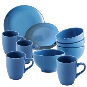 Image de Benetton Set 26 pièces service de vaisselle en bleu casa faience 18 asiettes + mugs et bowls