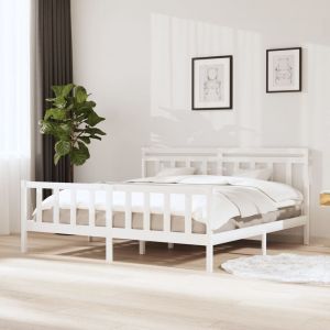 VidaXL Cadre de Lit Bois Massif Blanc 200x200 cm