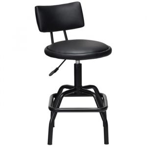 Tabouret de Bar Réglable, 62 - 73CM, Chaise de Bar Pivotant avec Dossier Rembourré et Repose-pieds, pour Bars, Cuisines - Costway