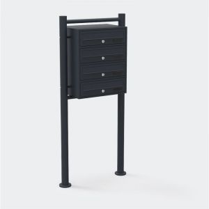 BC-Elec Boite aux lettres sur pieds Anthracite pour 4 appartements