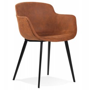 Alter Ego Chaise avec accoudoirs 'DERBY' en microfibre brune