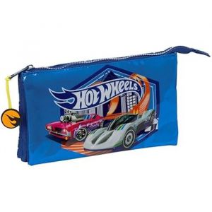 Safta Hot Wheels Sonny Trousse Triple pour Enfant, idéale pour Les Enfants d'âge Scolaire, Confortable et Polyvalente, qualité et résistance, 22 x 3 x 12 cm, Bleu Marine, Bleu Marine, Estándar, Décontracté