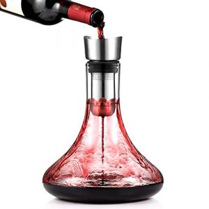 Glastal Carafe à décanter en verre Cristal avec aérateur intégré Aération et filtrage, Verser sans couler 1800ml / 63.3oz