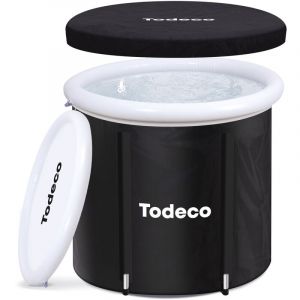 Todeco Grand bain glacé pour athlète, Bain portable extérieur ou intérieur avec couvercle Bain pour cryothérapie, Baignoire pliable adulte,Sauna Baignoire À