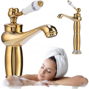 Image de Desconocido Robinet De Lavabo À Poser Haut Rétro, Aérateur Doré, 1108g