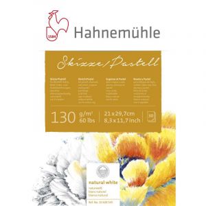 Hahnemühle Bloc pour pastels, A4, 21 cm x 29,7 cm, 130 g/m², Bloc collé 1 côté