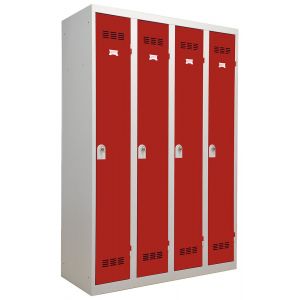 Vestiaire industrie propre 4 cases gris perle-rouge