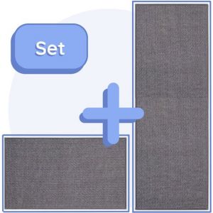 Tapis de cuisine - Tapis - Gris - Lot de 2 pi&egrave;ces - 45 x 150 cm - 45 x 70 cm - Tapis de cuisine - Antid&eacute;rapant - Protecteur - Robuste - Lavable