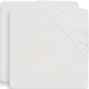 Image de Jollein Drap-Housse en Coton 2-Pièces, 120 cm Longueur x 60 cm Largeur, Blanc