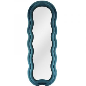 Miroir organique en velours - L. 60 x H. 160 cm - Bleu - LINOA