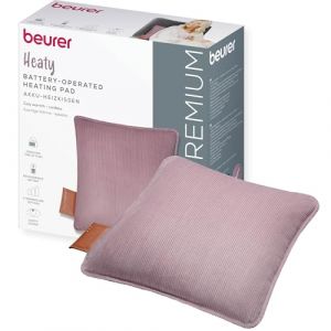 Beurer Heaty Coussin chauffant, coussin chauffant sans fil, avec arrêt automatique et 3 réglages de la température, chauffe rapidement, velours doux, lilas