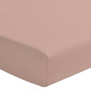 Drap housse uni 100% coton Bonnet 25cm Rose 180x200 cm
