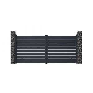 Portail battant ajouré anthracite en al ini PRIMO L350 x H158 cm