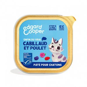 Image de Edgard & Cooper Pate pour Chat Junior Chaton Paté sans céréales Nourriture Naturelle Lot 16 x 85g Cabillaud et Poulet Frais, Alimentation Saine savoureuse et équilibrée