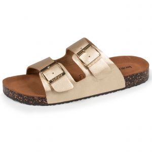 Isotoner Mules sandales Femme Double Bride Doré