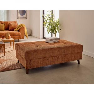 Lisa Design - Rune - pouf en velours texturé - rouille