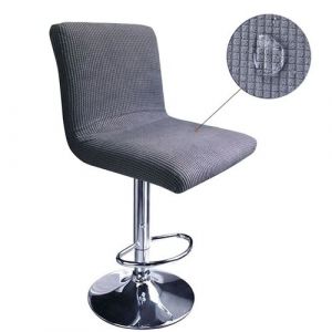 Lot de 2 Housses de Tabouret de Bar avec Dossier Extensible Imperméable Couverture pour Chaise de Salle à Manger Pivotante Gris