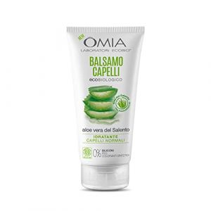 Image de Omia Balsamo Cheveux Eco Bio avec Aloe Vera du Salent, pour cheveux normals, Hydratant et équilibrant Adapté à une utilisation fréquente, Sans Silicone, Dermatologiquement testée - Flacon de 180 ml