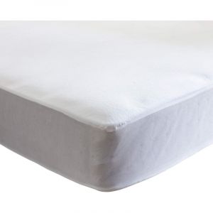 Terre de Nuit Protège matelas molleton 100% coton bio - bonnet 27 cm 90x200 - Blanc