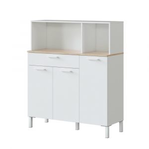 Armoire polyvalente avec 3 portes effet bois blanc et chêne