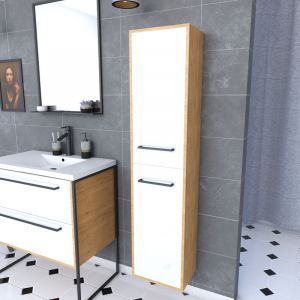 Image de Aurlane Meuble colonne de douche 30x35 cm suspendu - 2 portes finition blanc mat