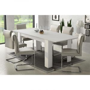 Alter Dmora - Table de salle à manger extensible, Console extensible, Table moderne avec rallonge, 160 / 220x88h80 cm, Couleur blanc