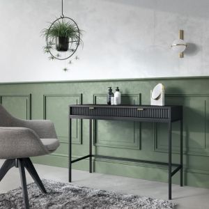 Vellore - Table console / Console extensible / Coiffeuse - noir avec pieds noires - Selsey