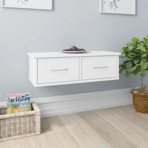 VidaXL Étagère murale avec tiroirs Blanc 60x26x18,5 cm Aggloméré