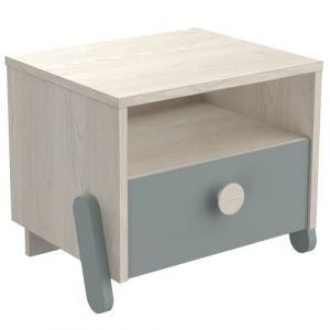 Demeyere Table de Chevet Enfant Ilian - 1 TIROIR - Chêne Topanga/Vert, 393x327x341MM