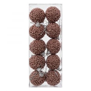 D&eacute;co de Sapin Kit 10 Boules de No&euml;l D 4 cm Bille Rose paillet&eacute;