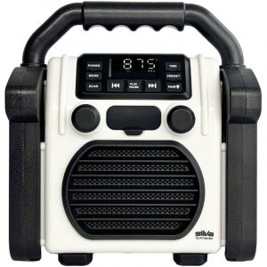 Silva Schneider BR 230 BT offwhite Radio de Chantier FM USB, Bluetooth Fonction réveil, Fonction de Charge de la Batter