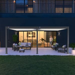 Pergola Bioclimatique Ombr&eacute;a adoss&eacute;e VS 4x6M V2 - Anthracite et Blanc
