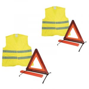 Autobest Deux ensembles gilet de sécurité et triangle de signalisation Gilet : XL