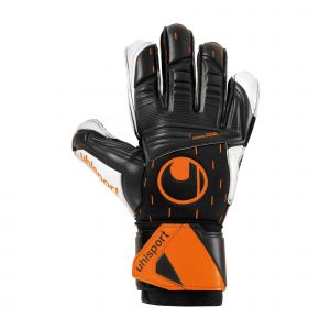 Uhlsport Speed Contact Supersoft Gants de Gardien de But Football Soccer Adulte, Jeunes Noir/Blanc/Fluo Orange - Taille 10.5