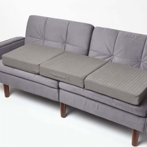 Coussin d'assise déhoussable pour canapé 3 places en coton, Gris foncé - Homescapes