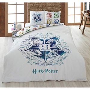 Warner Harry Potter Blasons - Parure de lit double enfant 2 places - Housse de Couette 220x240 cm et 2 Taies d&rsquo;oreiller 63x63 cm.