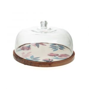 Plat rond avec cloche Romane 30 cm - Amadeus - Décoré - Bois