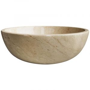 Vasque &agrave; poser en marbre - Coloris cr&egrave;me - D40 cm - LAVINO