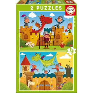 Image de Educa Dragons et Chevaliers - Puzzle 2 x 48 pièces