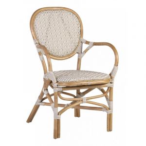 Décoration d'Autrefois Set de 2 fauteuils en rotin blanc
