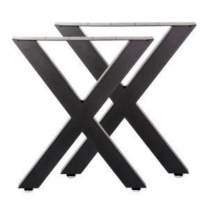 wiltec Pieds de table en Forme x 72x60 cm Noir Revêtement par poudre Piètement Meuble