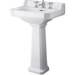 Image de Hudson Reed Lavabo Rétro sur colonne 3 Trous 56cm