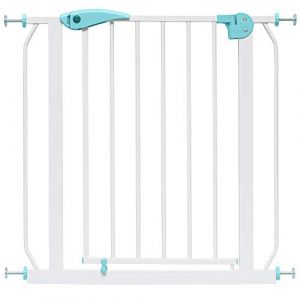 Image de IB-Style Ib style Berrin Barrière de sécurité 67-175cm | Porte ou escalier | Sans perçage | 90° arrêt | Auto-Close | Blanc-turquoise |75-85 cm + 2 adapteurs en Y