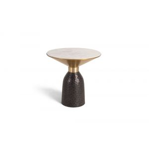Decoration D ’ Autrefois - Table basse marbre blanc et métal noir